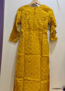 PURE SILK Haldi Embellished Kurti
