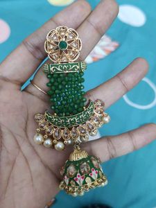 Green Jhumka Earrings