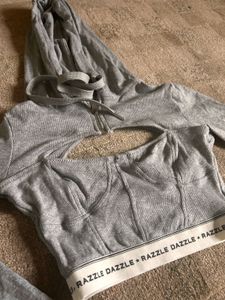 Gray Razzle Dazzle Cropped Hoodie