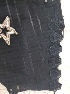 Star Embellished Black Top
