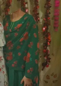 Elegant Green A - Line Kurti With Floral Stole