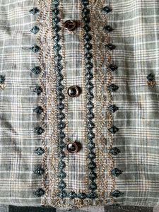 Elegant Embroidered Plaid Kurti Set
