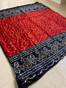 ❤️Red & Black Bandhani Saree💥