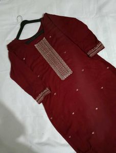 Maroon Embroidered Kurti