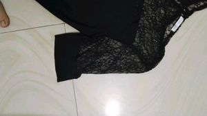 Black Lace-Sleeve Top