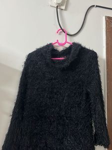 Black Fuzzy Sweater Dress