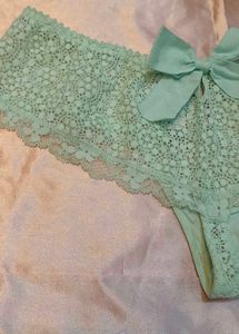 Mint Lace Thong with Bow Detail