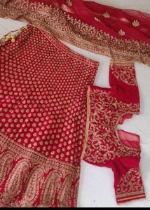 unstitch Red Embroidered Lehenga Choli