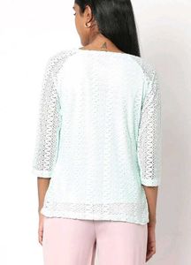 Free Shipping💖Fig Mint Green Lace Top (XL)