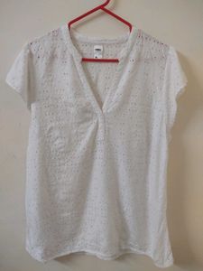 Daily Wear Cotton White Tunic Top