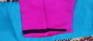 Blue color tissue cotton border lace saree