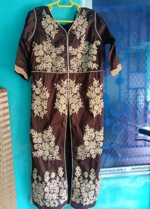 Brown Embroidered Kameez