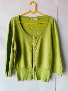 lime green vintage pinteresty button-up cardigan