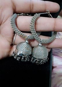 Oxidised Silver Colour Jhumkas🤍