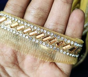 Gold Embellished Stone Lace Border