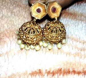Golden Jhumka Earrings