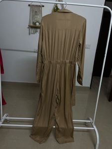 Tan Khaki High Waist  Linen jumpsuit