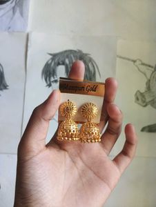 Golden Jhumka Earrings