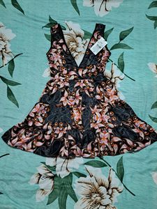 Shein bohemian deep neck Floral Print Mini Dress