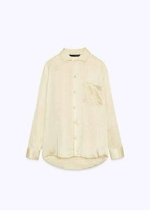 ZARA White Long Sleeve Silk Shirt