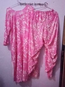 Salwar Kameez Kurta Set Pink Gulabi Safed 2xl