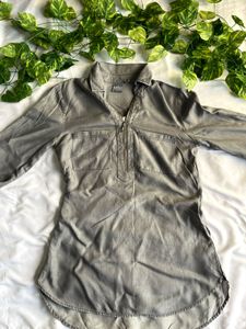 Women’s Grey Zip-Up Shirt