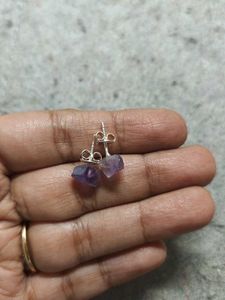 925 silver raw Amethyst Stud Earrings