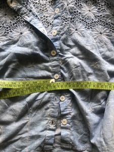 Crop Blue Floral Embroidered Shirt Off Shoulder