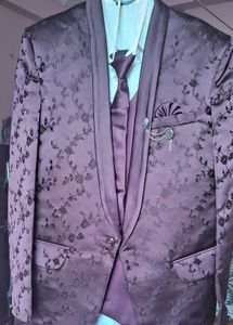 Burgundy Floral Suit 3 piece