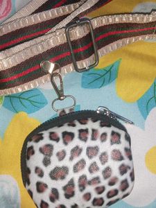 Leopard Print Crossbody Bag With Coin Pouch.