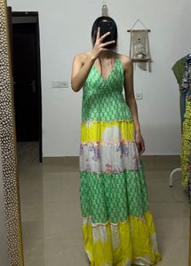 Place DU SOLEIL Bright Pastel Tiered Maxi Dress