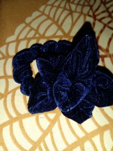 Blue Velvet Bow Scrunchie