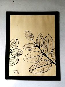 Leaf Print Handmade Painting Art With Frame 🖼️