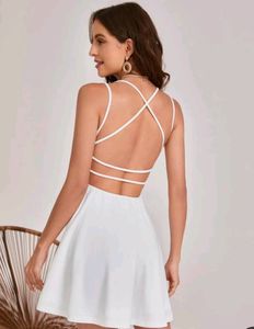 Women Fit And Flare White Dress🤍