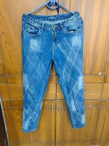 Patterned Denim Jeans