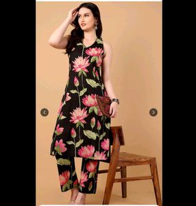 New Black Floral Kurta/Kurti Set