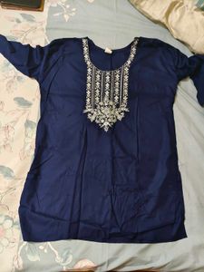 Navy Embroidered Kurti