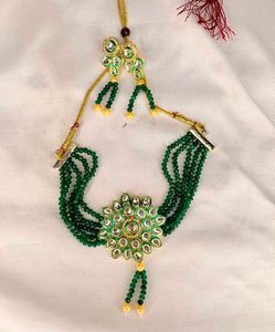 🌸 Green Kundan &amp; Pearl Choker set 🌸