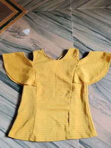 Yellow Cold Shoulder Top