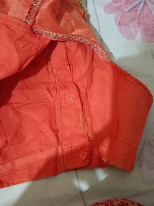 Peach Colour Net Saree