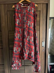 Red Printed Fish cut kurta