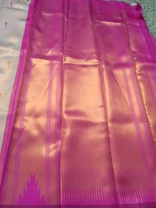 Rose Gold- Multicolour Border wedding Semi Silk