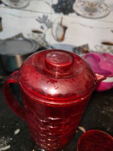 Red Pitcher &amp; Glass Set