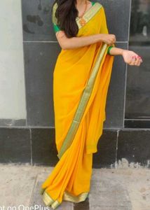 Chiffon Yellow Beautiful Saree