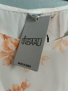 White &amp; Orange Floral Maxi Dress with Belt