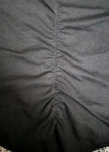 Ruched V-Neck Black Top