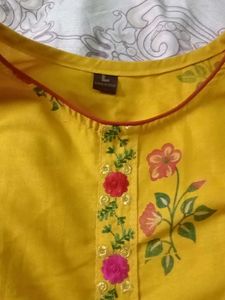 Yellow Embroidered Palazzos