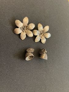 Oxidised Floral Silver Earrings With Jhumkis