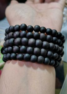Set of 5 Black Wooden Beaded Bracelets