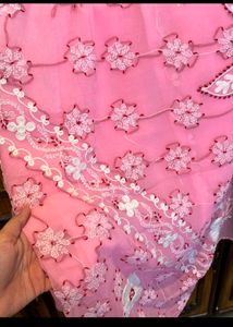 LUCKNOWI Pink Chikan Saree